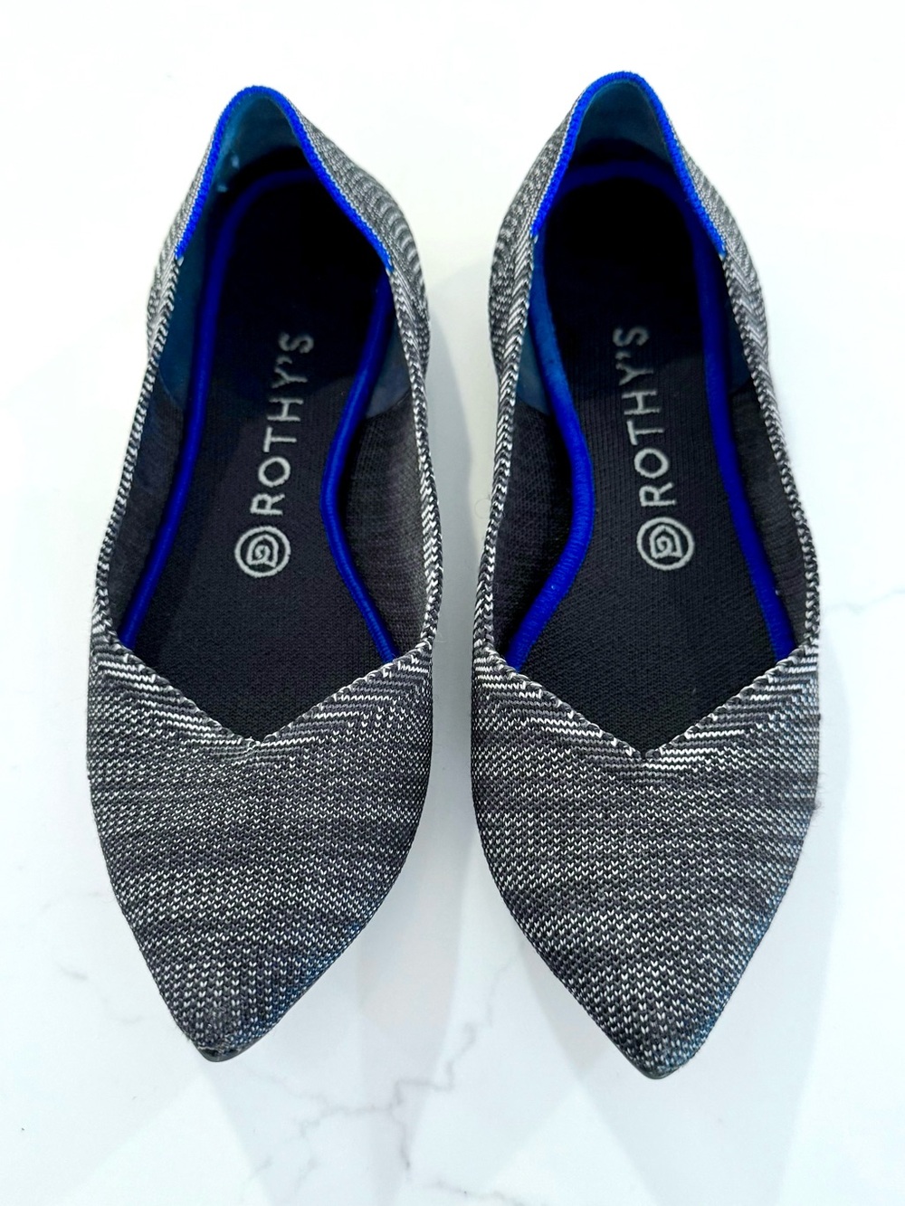 Rothy’s The Point Pointed Toe Flats Size 9 Cloud Grey Birdseye - Retired Color